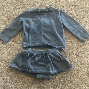 Blue carters little planet knit sweater and skirt set, 18 months